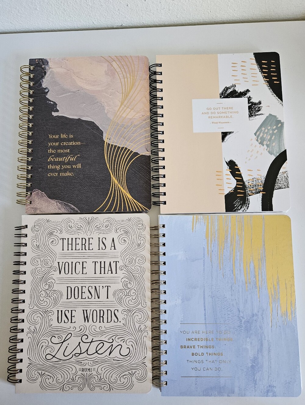 Spiral-Bound Inspirational Notebook Set Of 4 - Pastel Multi-Color
